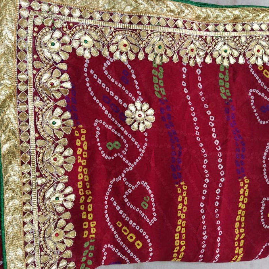 Traditional Gota Work Bandhani Sarees In Mehroon,Steal Now,Rajputi Chiffon Saree,Get This,Gotta Patti Saree