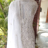Beautiful White Georgette Chikankari Salwar Suit,Shop Lucknowi Suit Online,Best Chinkari Suit Set Online