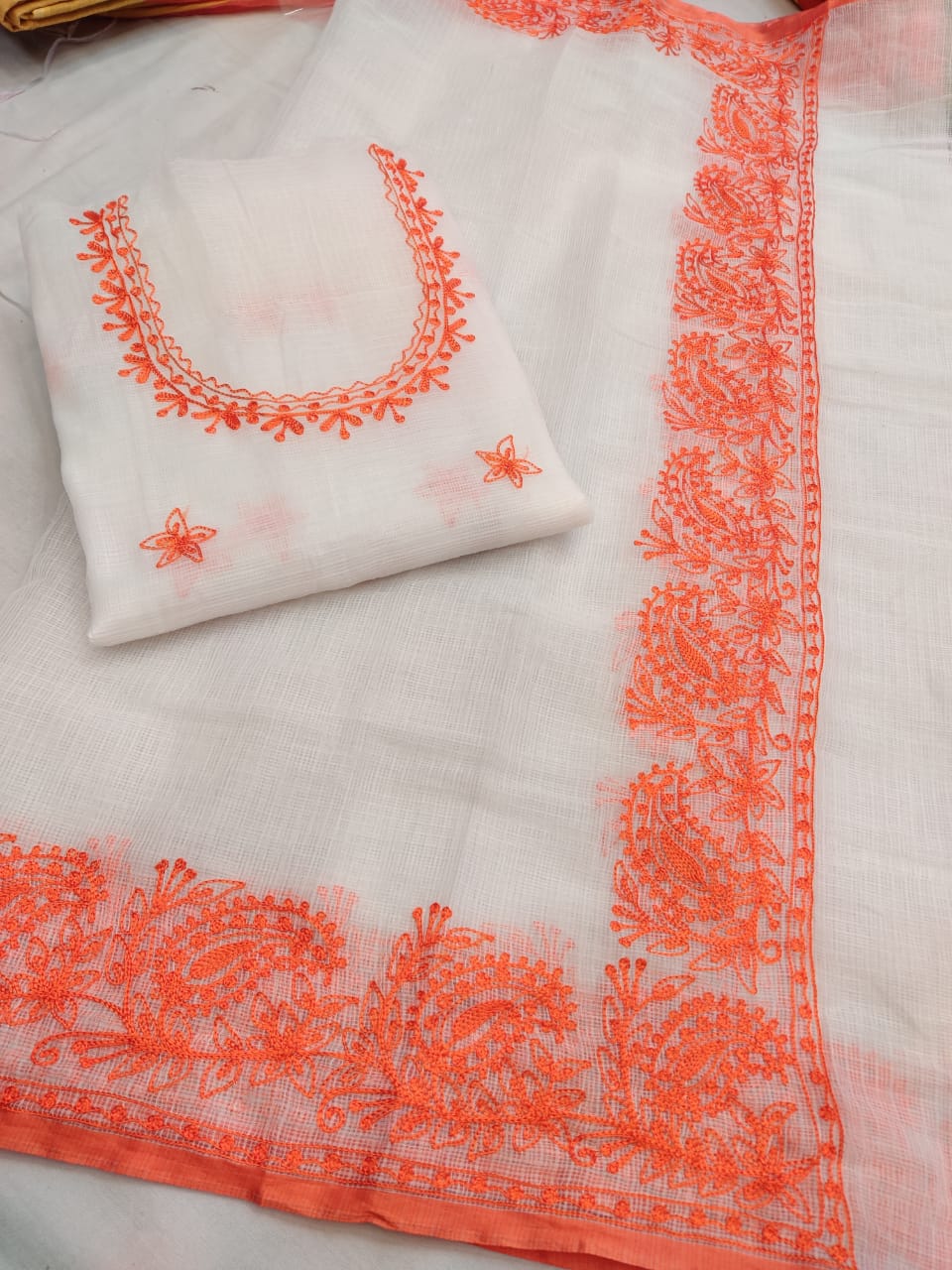 Kota Doriya Embridery Work Suit In White