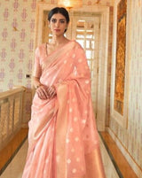 Peach Soft Modal Silk Weaving Saree