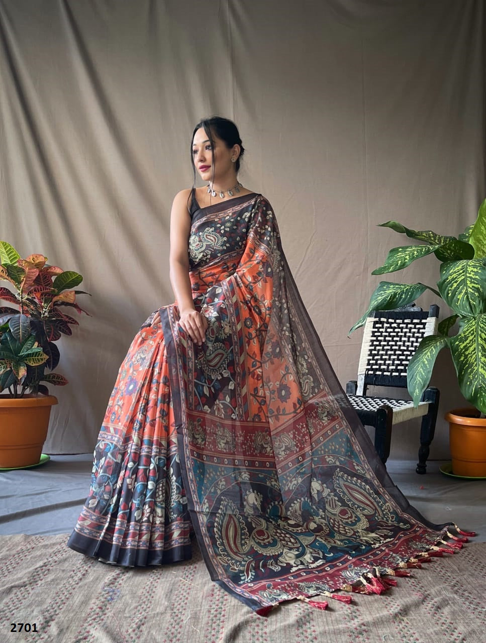 Kalamkari Sarees | Buy Kalamkari Pure Cotton, Painted Sarees Online –  Sujatra