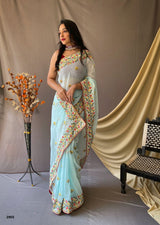 Sky Blue Georgette With Sequins Embroidery Work