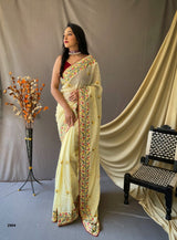 Yellow Georgette With Sequins Embroidery Work