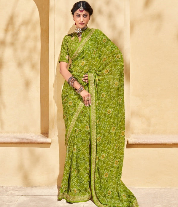 Green Patola Georgette Saree