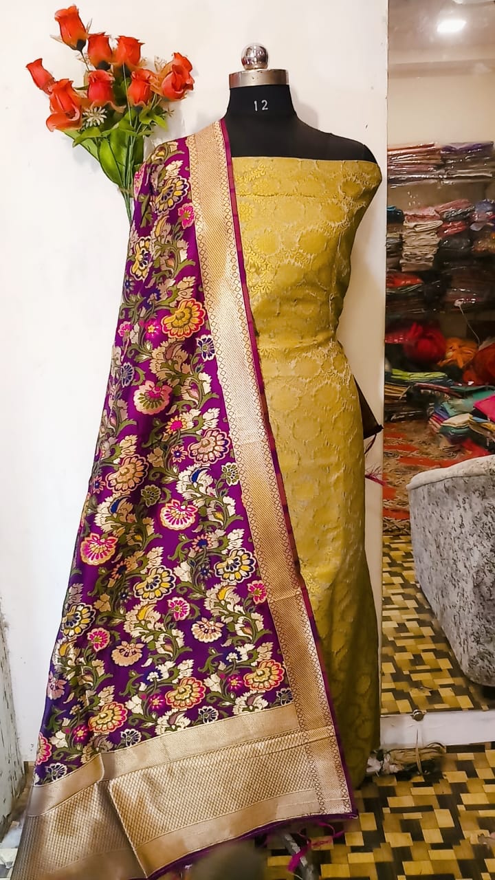 Banarasi Silk Katan Dyeable Suit