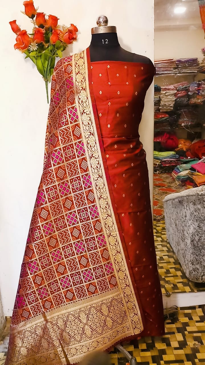 Banarasi Bandhani Silk Katan Suit