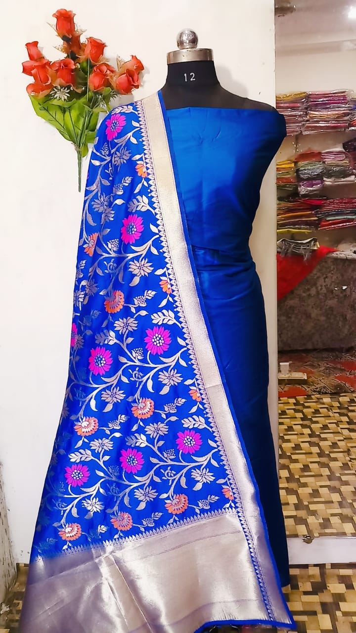 Royal Blue Banarasi Silk Katan Suit