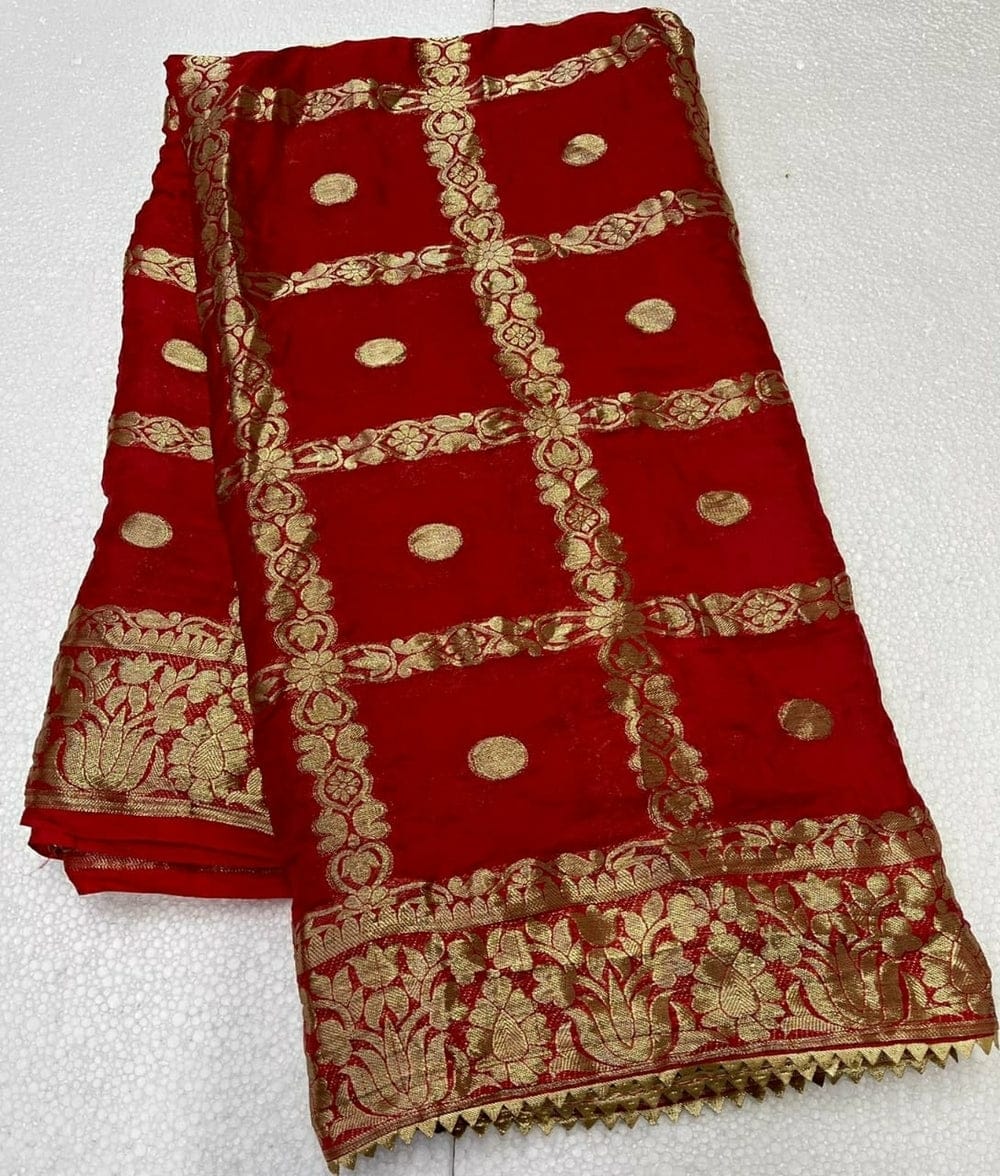 Red Banarasi Rajasthani Ghatchola Silk Saree
