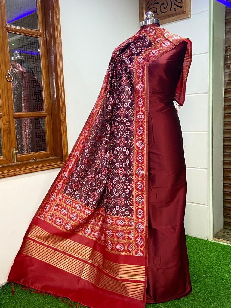 Maroon Banarasi Katan Suit