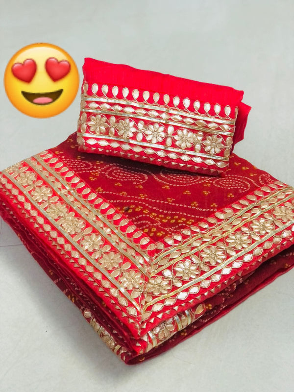 bandhani gota patti saree
