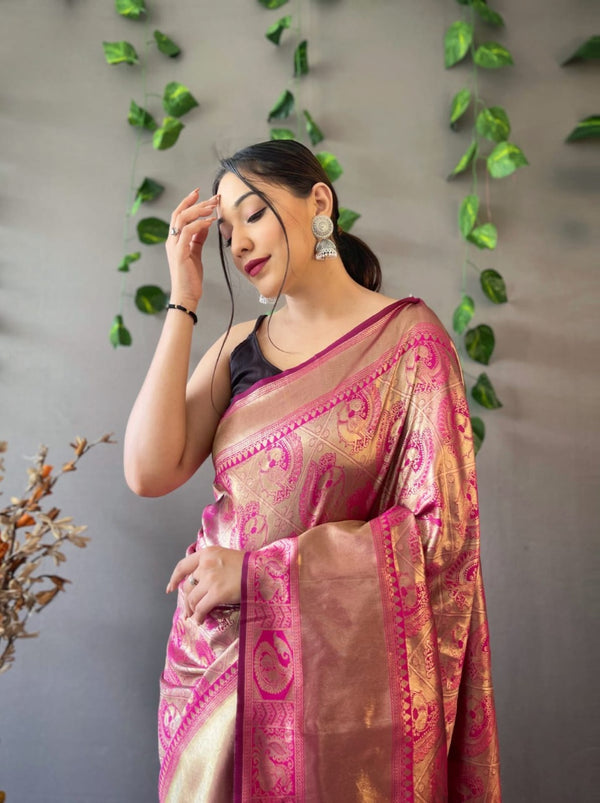 Pink Kanjivaram Saree