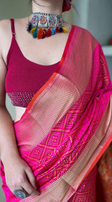 Buy Pink Patola Silk Saree