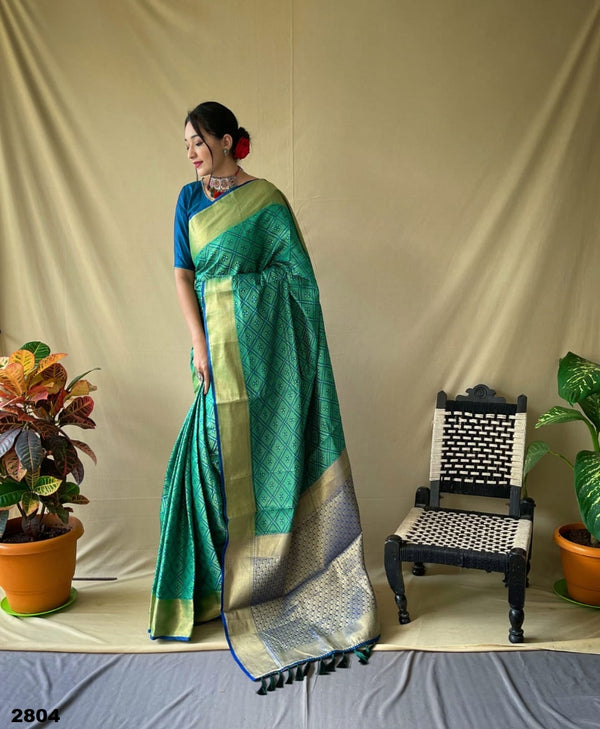 Sea Green Patola Silk Saree