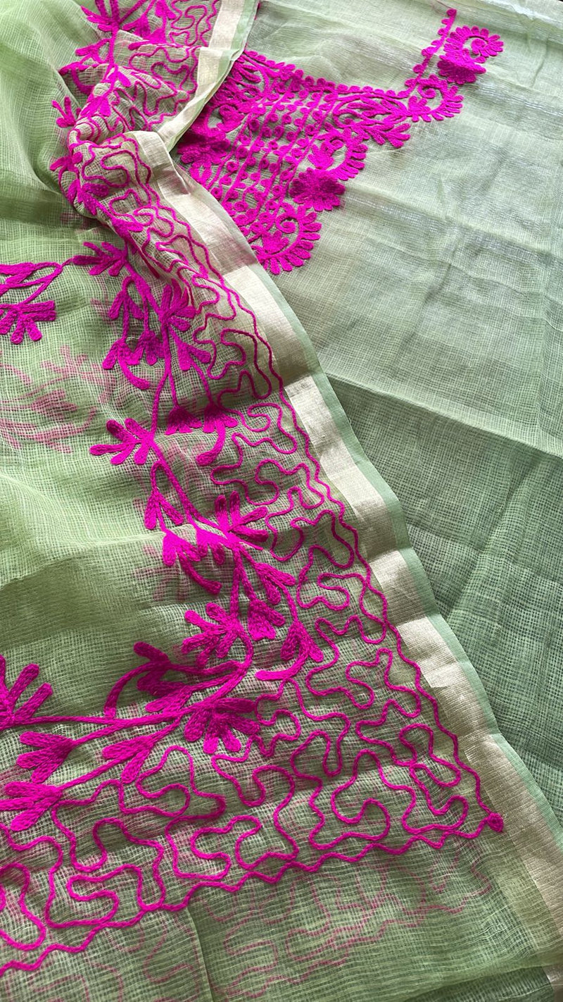 Shop Kota Doriya Embroidery Work Suit In Green