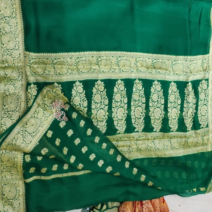 Green Meenakari banarasi saree