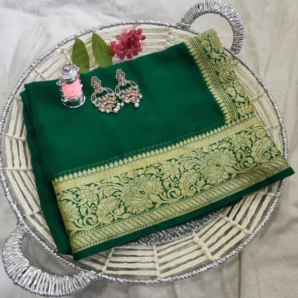 Green Banarasi Saree In Meenakari( Delivery Timelines 12-15 days)