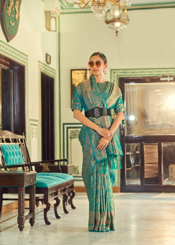 Green Handloom Silk Zari Weave Saree