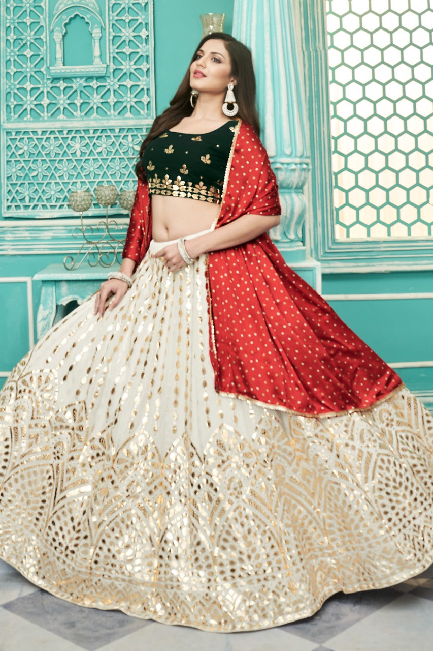 Buy Yellow Organza Bridal Wear Gota Work Lehenga Choli Online From  Wholesale Salwar.