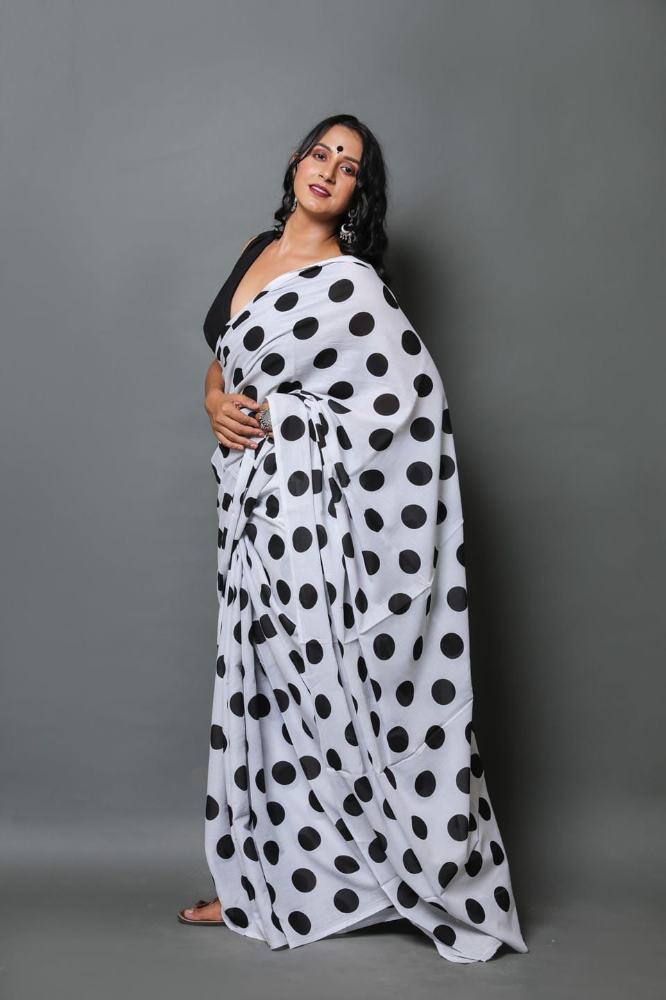 White And White Cotton Saree