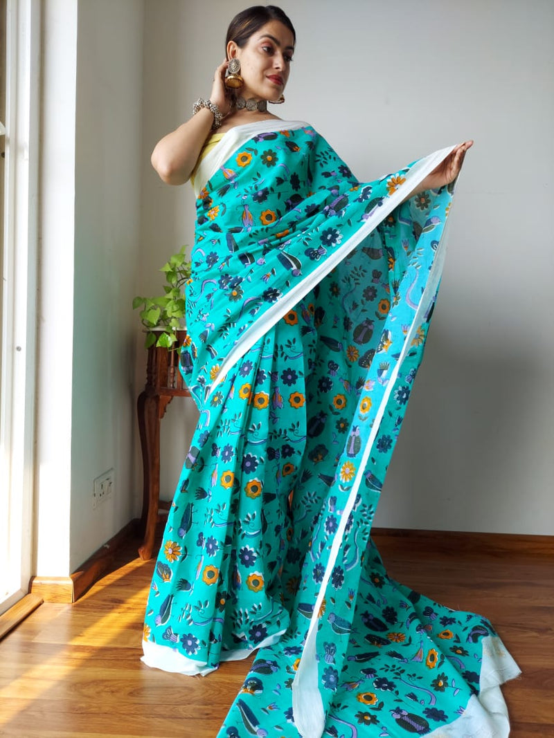 Light blue Cotton Saree