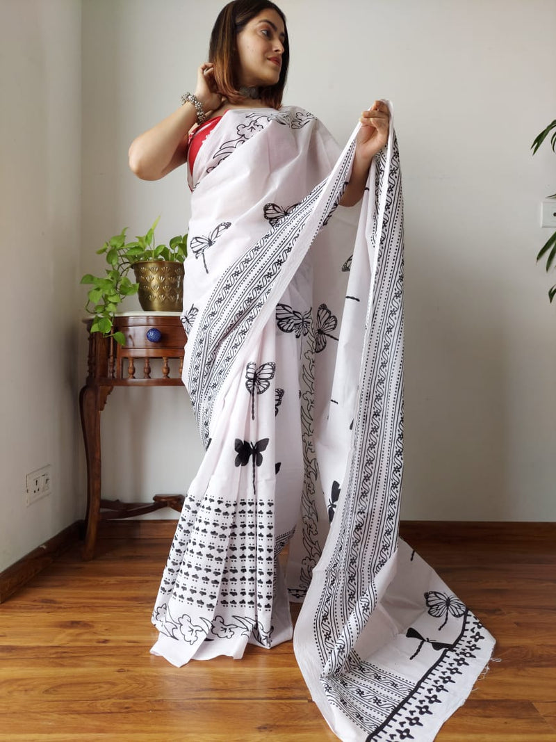 White Cotton Saree