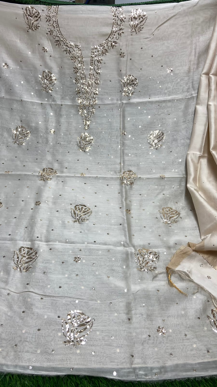 White Chanderi Silk Kurta Dupatta L12023 11 1