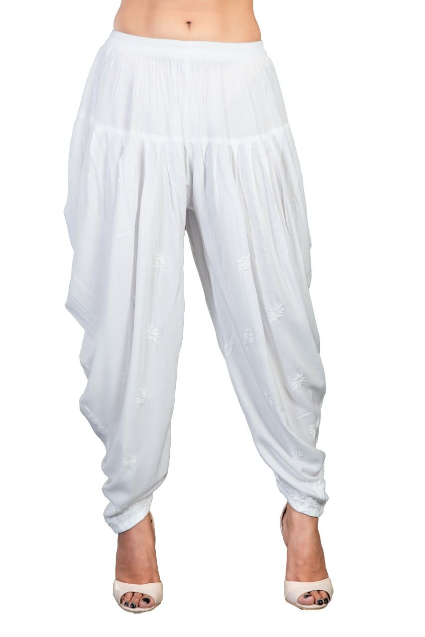 Pure white Lakhnawi Chinkari Dhoti Salwar 