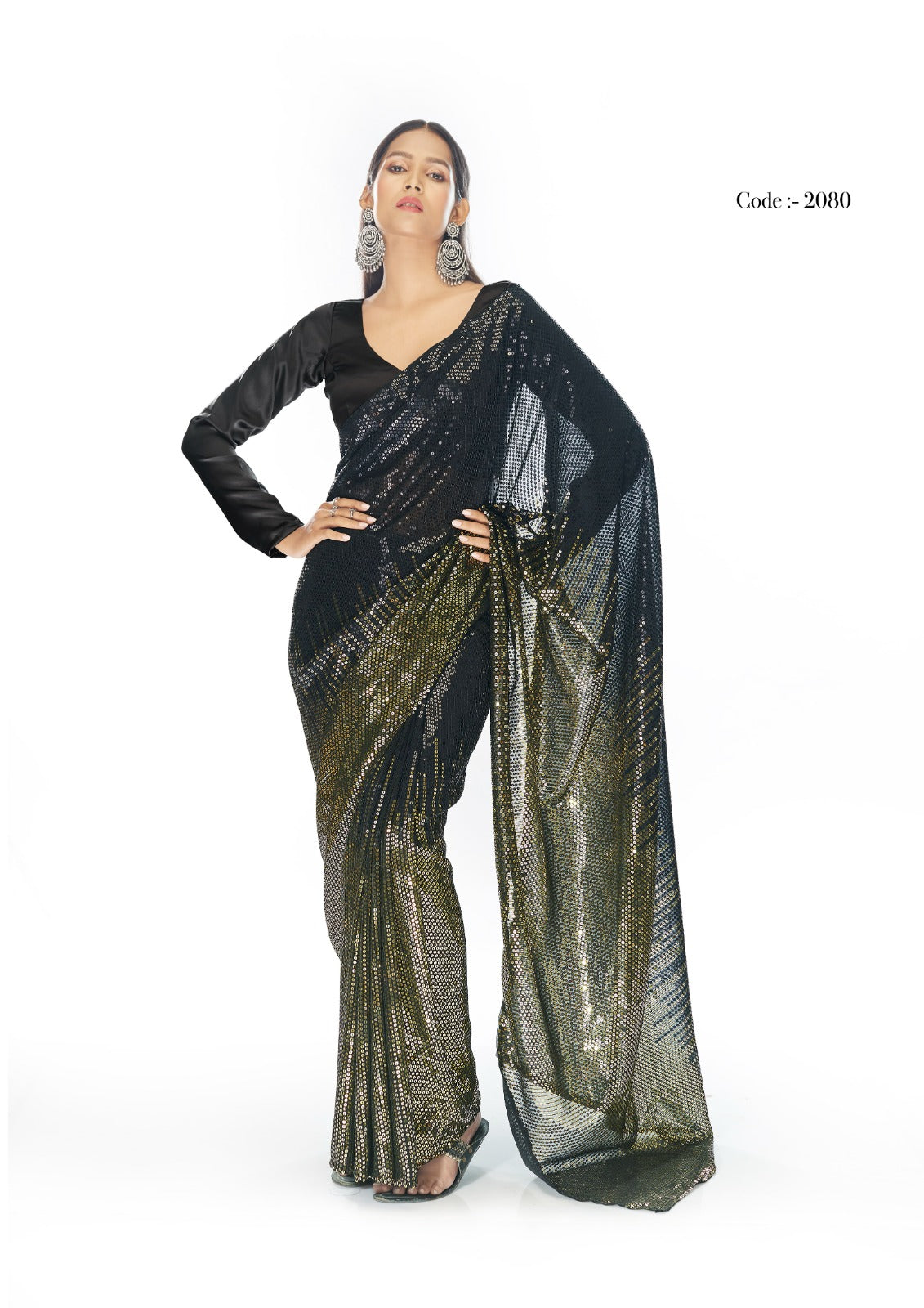 Buy Black Saree Georgette Embellished Sequins Flower Sheeting For Women by  Two Sisters By Gyans Online at Aza Fashions.