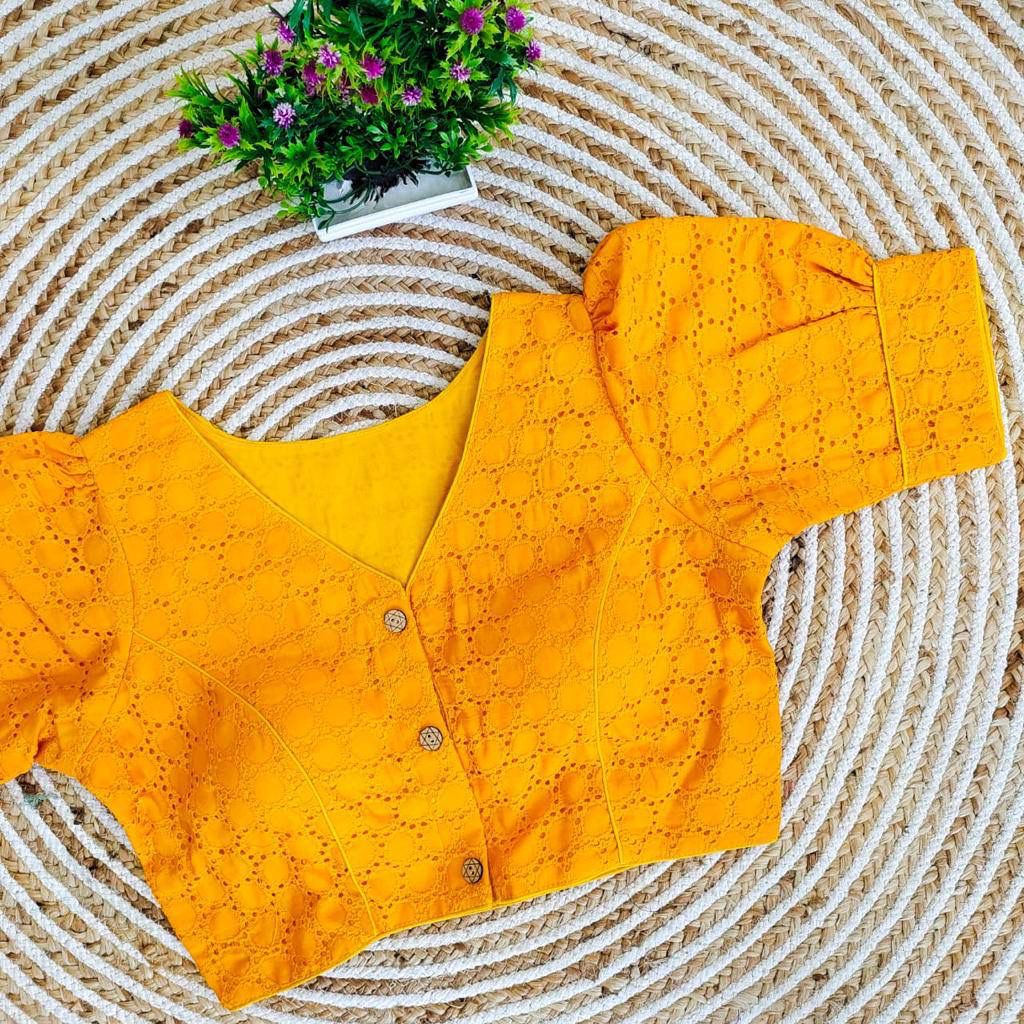 Yellow Hakoba Cotton Blouse