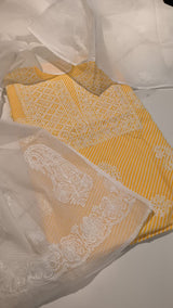 Yellow Chikankari Suit Material