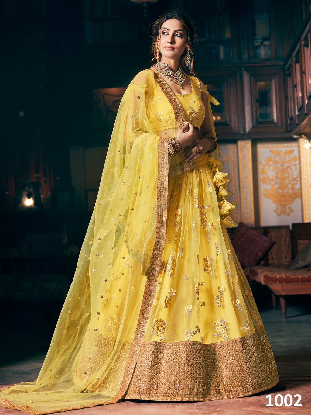 Party Wear Yellow Net Lehenga Choli, Dry Clean at Rs 899 in