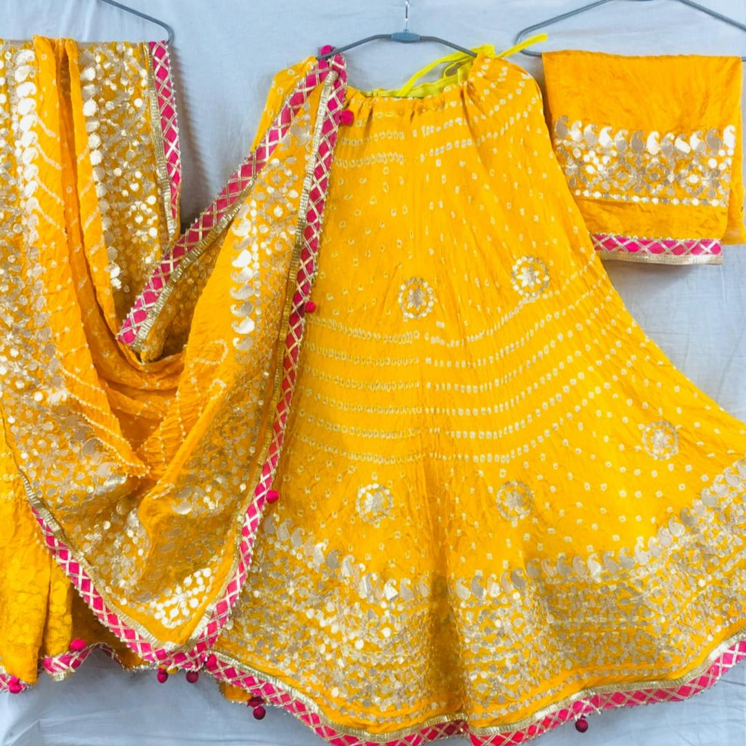 Buy Cute Red Gaji Silk Traditional Lehenga Choli With Bandhani Dupatta -  Zeel Clothing