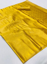 Yellow Soft Kanjivaram Silk Saree
