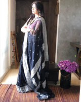Black Khaddi Banarasi Chiffon Saree,Wedding Saree, Indian Sarees, Online Sarees