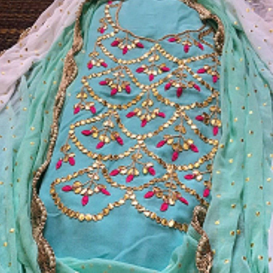 Beautiful Sky Blue Gota Work Salwar Suit - jhakhas.com