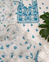 Kota Doria Embroidery Work Suit In Sky Blue,kota doria gota patti suits