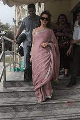 Mauve Kangana Style Pure linen saree