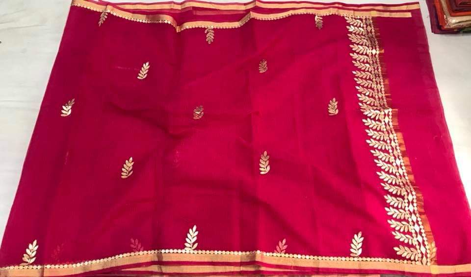 Pink Kota Doria Saree in Gota Work,Kota Sarees, Kota Doria Sarees, Kota Saree With Gota Work