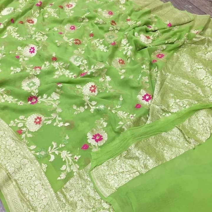 Light Green Jaal Banarasi Elegant Saree