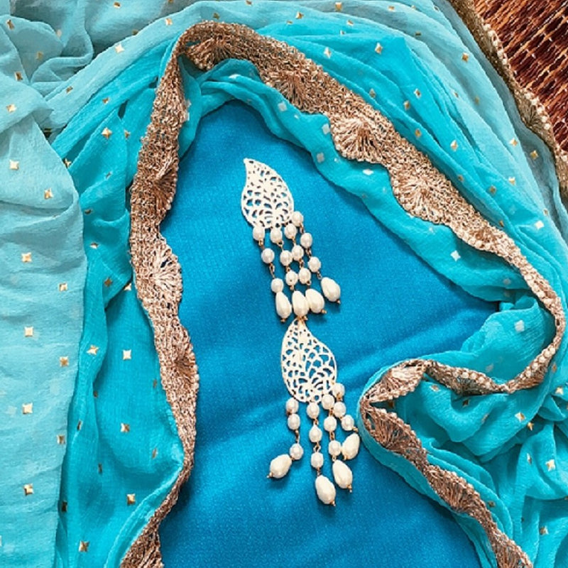 Gorgeous Blue Silk Top With Designer Dupatta - jhakhas.com