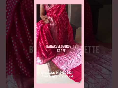 Red Banarasi Semi Georgette Full Jaal Saree