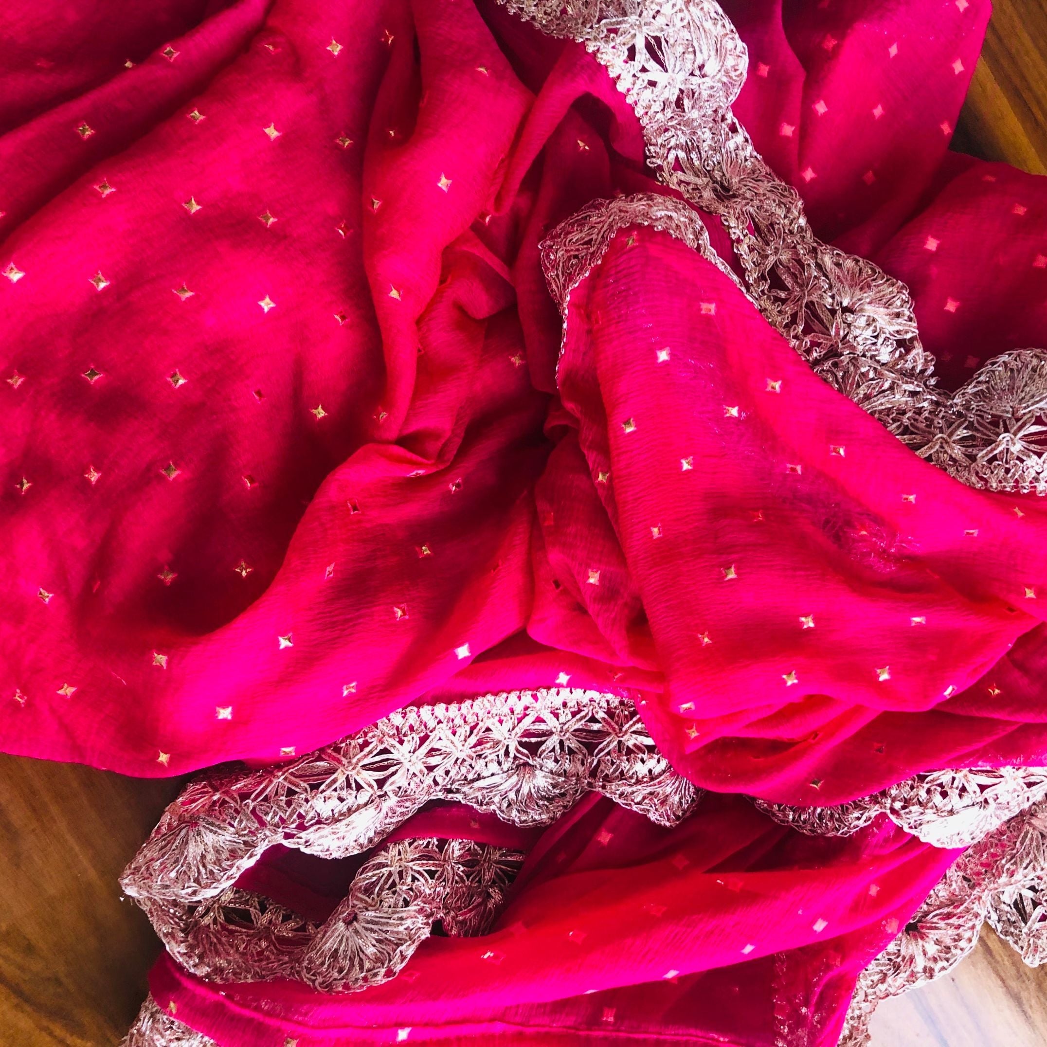 Designer Bridal Dupatta In Hot Pink