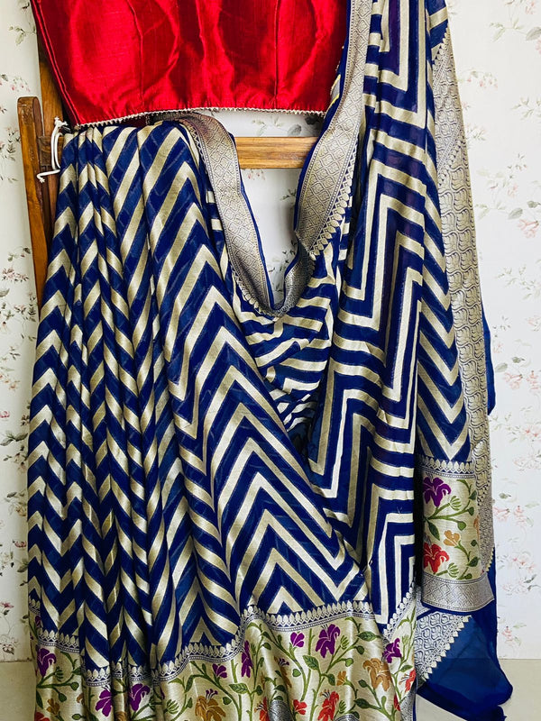 Blue Banarasi  Saree with meenkari work