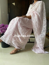Baby Pink Lucknowi Saree In Tepchi Work