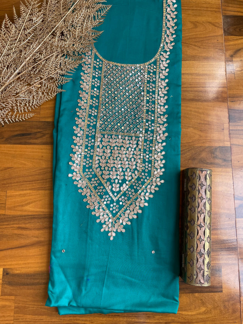 Rama Green Gota Patti Glaze Cotton Kurti