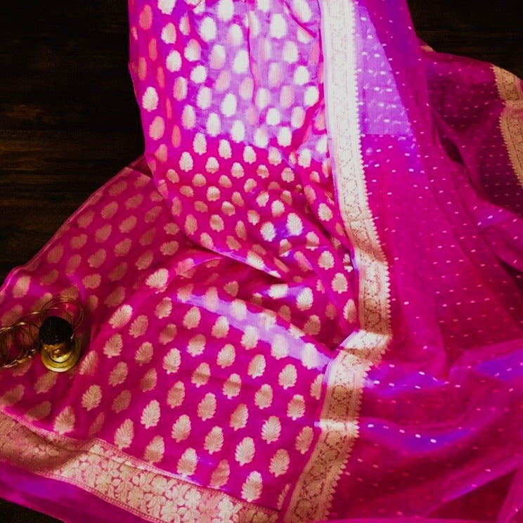 HotPink Banarasi Khaddi Salwar Suit - jhakhas.com