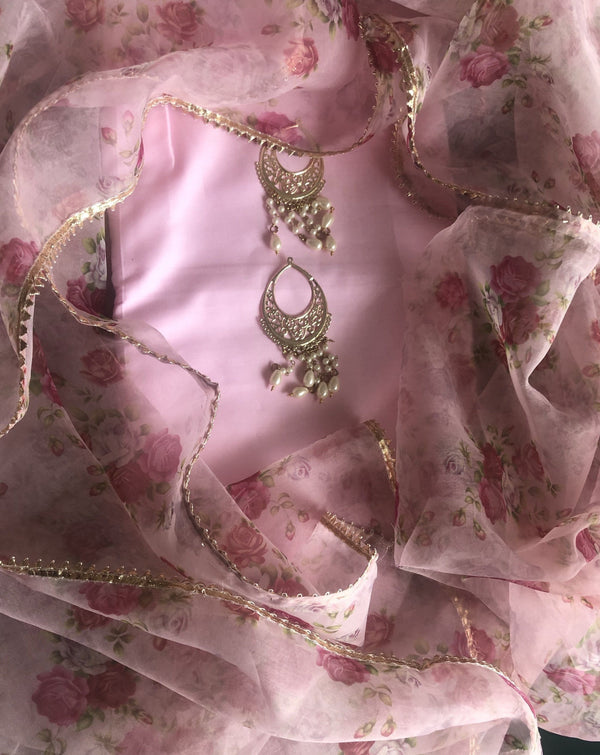 Baby Pink Organza Dupatta Salwar Suit - jhakhas.com