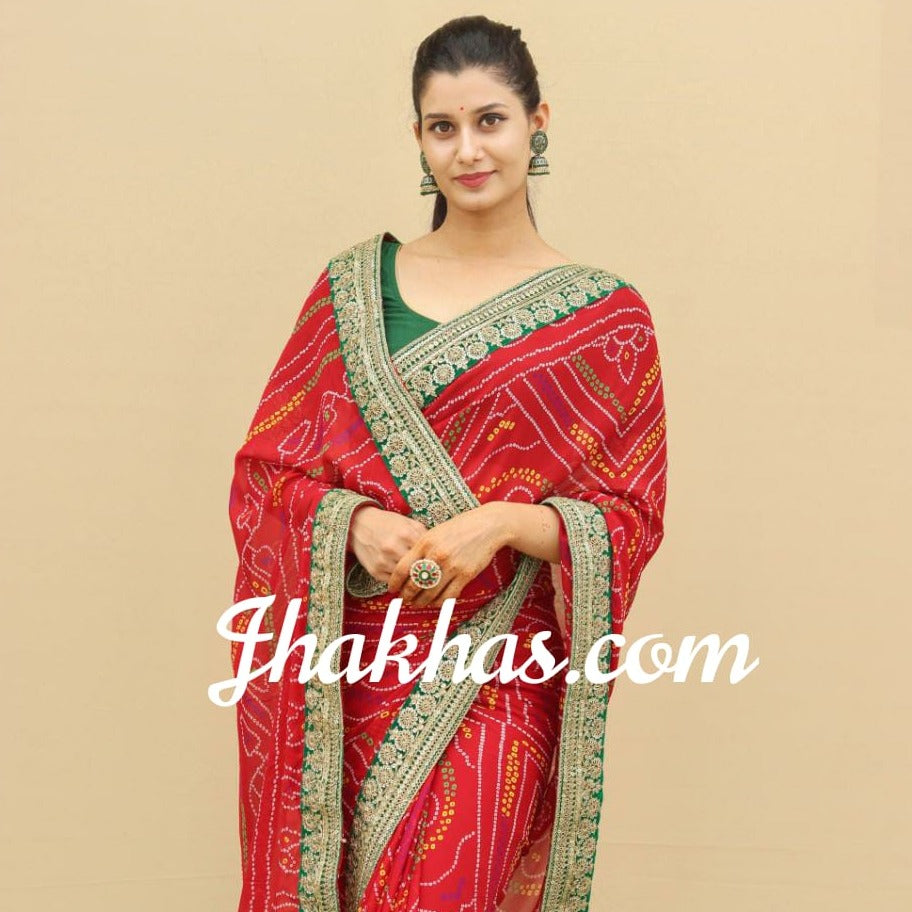 Buy Crimson Red Bandhani Saree online-Karagiri – Karagiri Global