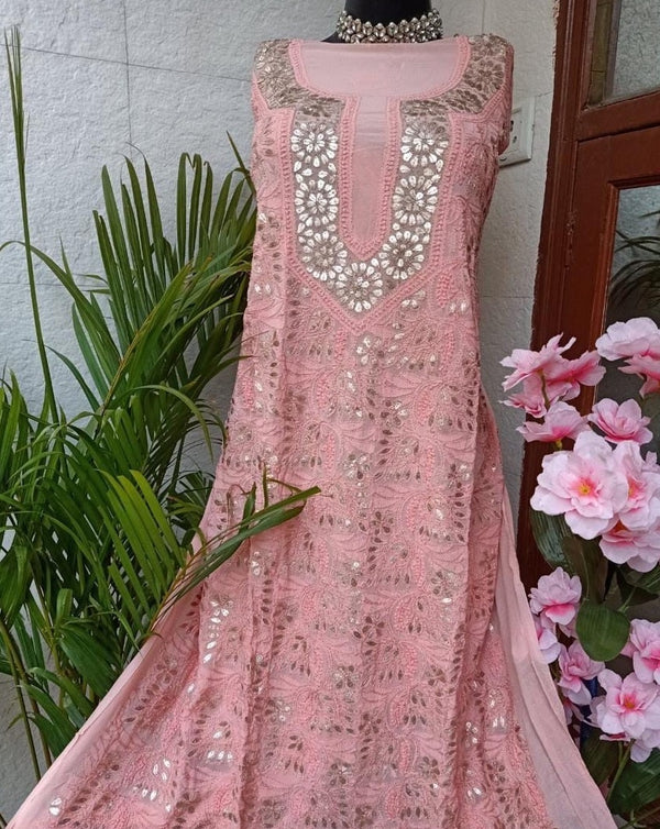 Gorgeous Baby Pink colour Chikankari Gota Salwar Suit - jhakhas.com
