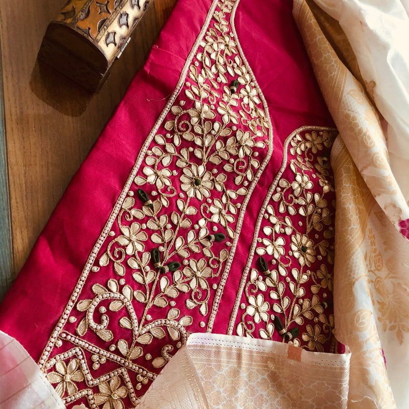 Rani Pink Gota Patti Salwar Suit - jhakhas.com